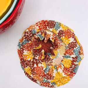 Cotton Bowl Cover For Sourdough, 4 Size Set, Reusable, Washable Fall Colors